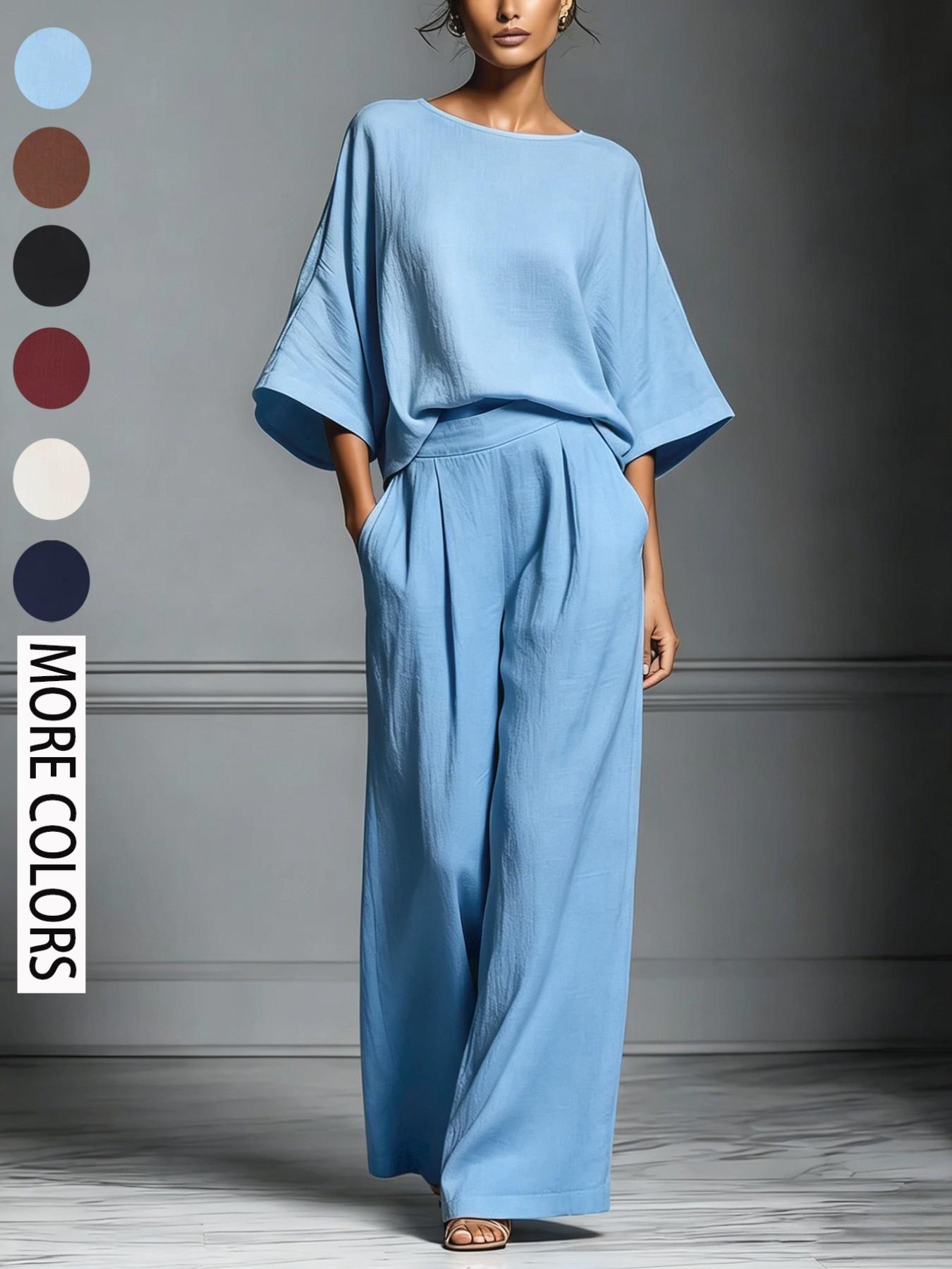 Women's 2026 Summer Bell-Sleeve Loose Clothing Set, Elegant Casual Trendy Outfit for Daily Wear