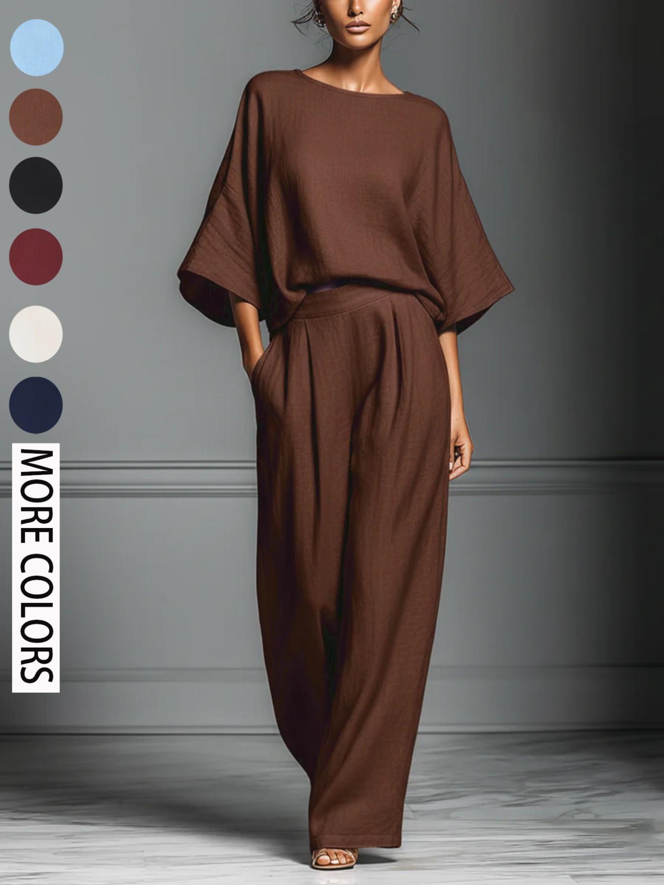 Women's 2026 Summer Bell-Sleeve Loose Clothing Set, Elegant Casual Trendy Outfit for Daily Wear