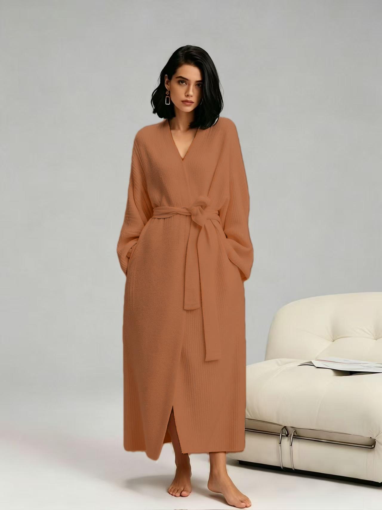 [COZY Soft Plush Feel] Women's Double-Sided Fleece Robe｜Thickened Long Plush Loungewear｜Warm Flannel Pajamas Nightwear for Fall & Winter｜Soft, Cozy, and Wearable Indoors & Outdoors