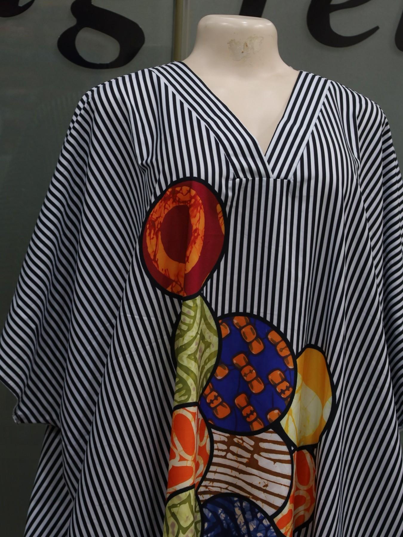 Plus Size Women's Fashion Chic Striped Print V-Neck Dress, Casual Daily Wear, Boho Summer, Ethnic Boubou Kaftan for Party & Beach