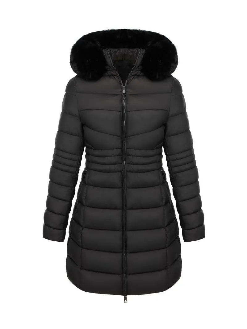 Women's Casual Hooded Waterproof Cotton Jacket, Lightweight Down Coat with Pockets, Loose Fit Thick Fabric for Fall & Winter