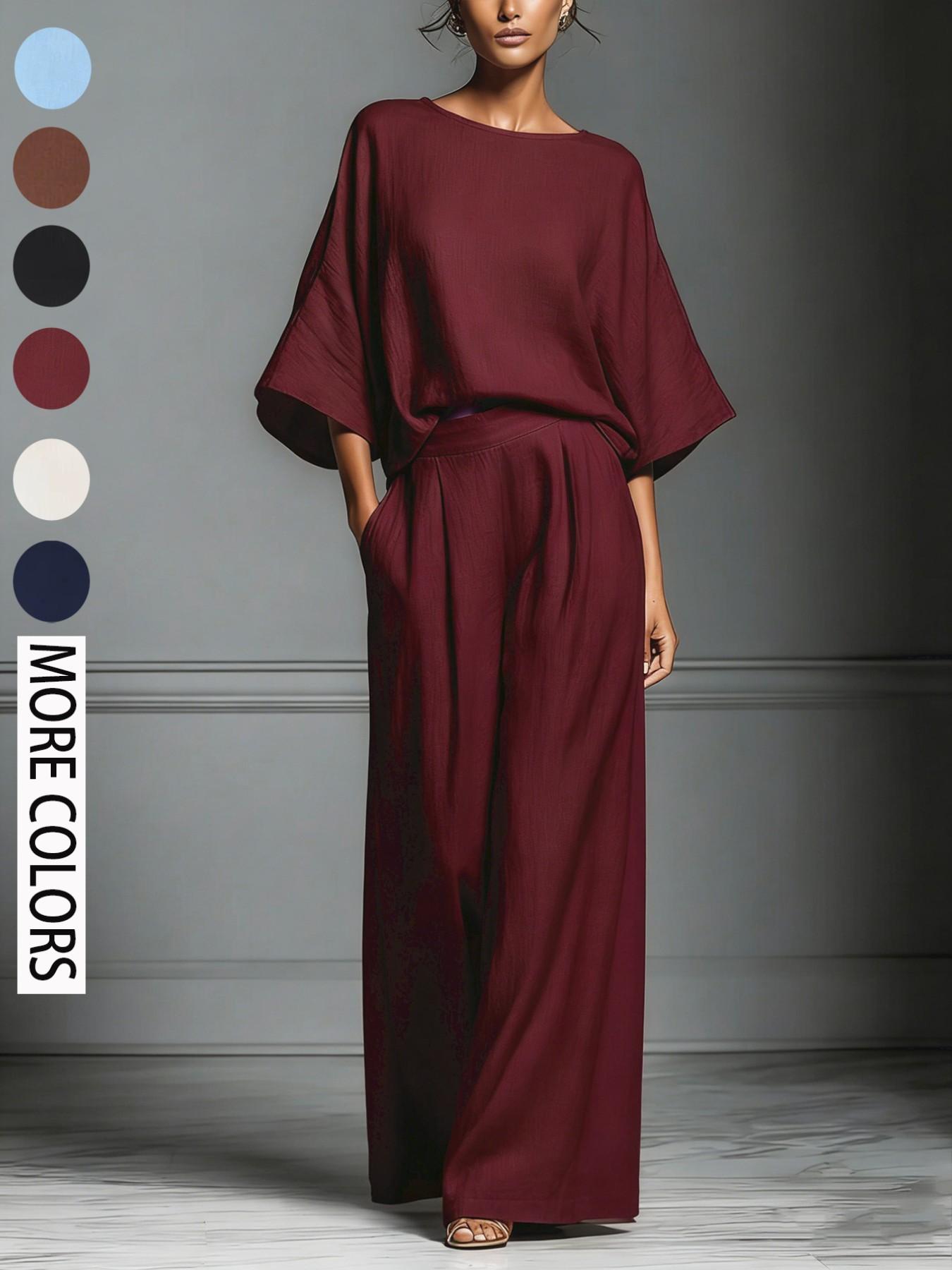 Women's 2026 Summer Bell-Sleeve Loose Clothing Set, Elegant Casual Trendy Outfit for Daily Wear