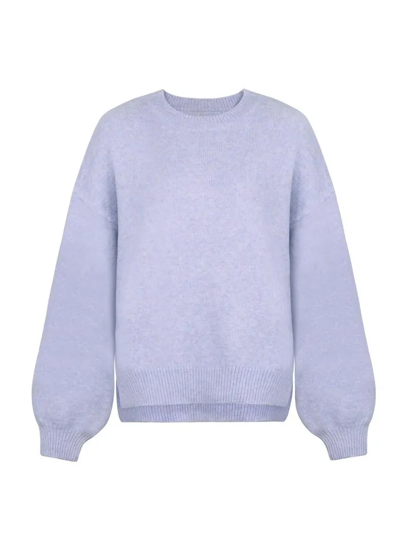 Women's Drop Shoulder Split Hem Sweater, Casual Long Sleeve Round Neck Jumper, Women's Knitwear Top for Fall & Winter, Sweaters for Women
