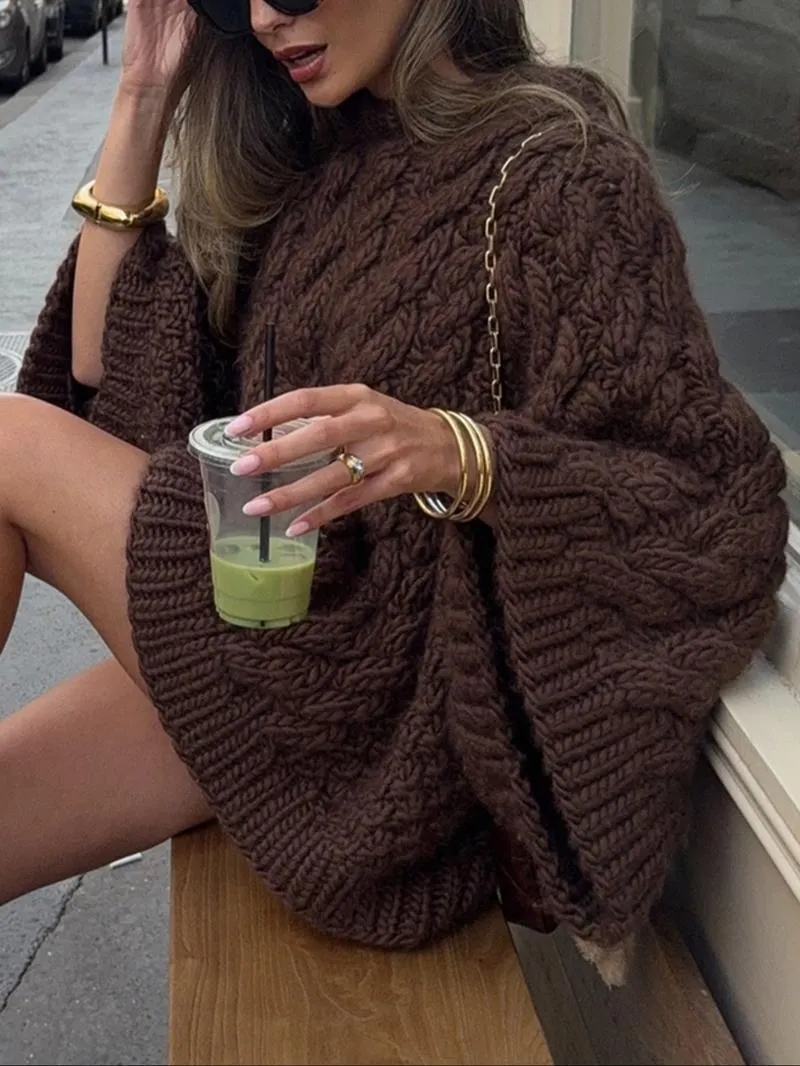 Women's Casual Loose-Fit Sweater, Round Neck Long Sleeve Knitted Top, Fall & Winter Fashion, Daily Wear, Plain Color Knitwear Women's Casual Loose-Fit Sweater, Round Neck Long Sleeve Knitted Top, Fall & Winter Fashion, Daily Wear, Plain Color Knitwear