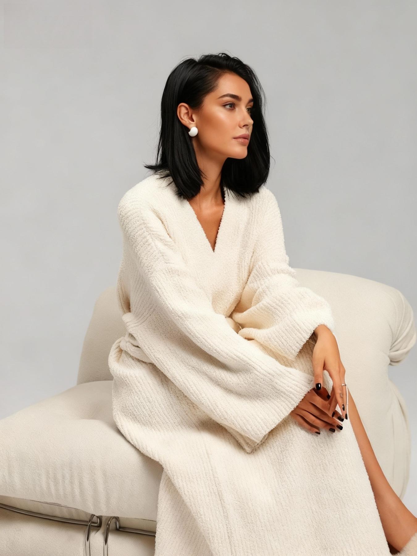 [COZY Soft Plush Feel] Women's Double-Sided Fleece Robe｜Thickened Long Plush Loungewear｜Warm Flannel Pajamas Nightwear for Fall & Winter｜Soft, Cozy, and Wearable Indoors & Outdoors