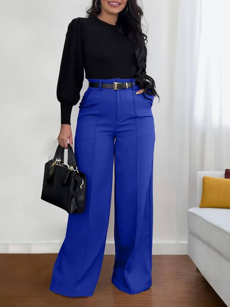 Women's Autumn New Commuter Casual Versatile Khaki Solid Color Draped Suit Pants Loose Straight Long Pants