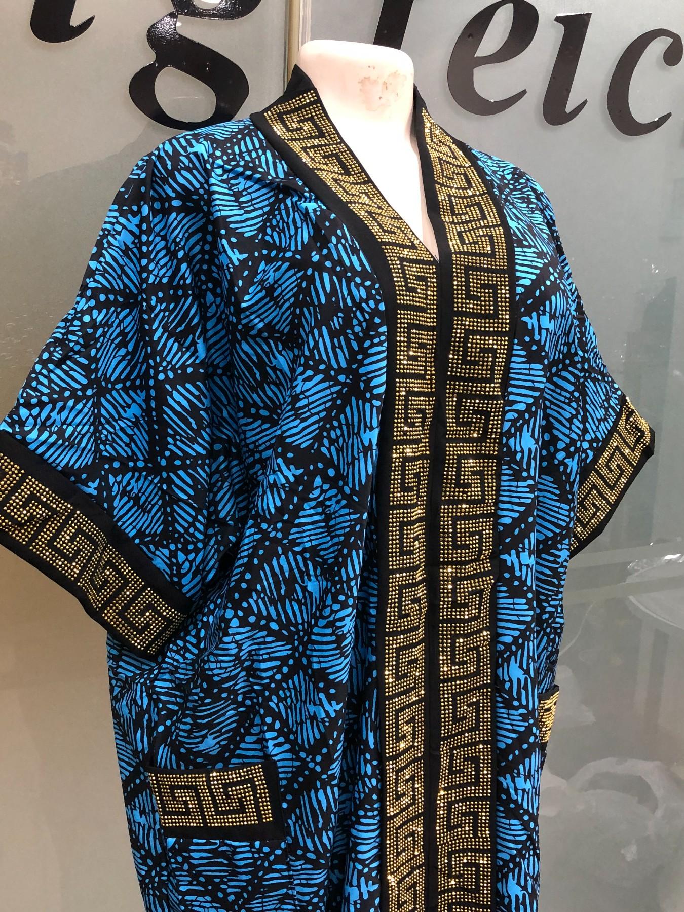 Plus Size African-Style Kaftan Dress for Women, Geometric Print Ethnic Loose V-Neck Boubou with Pockets for Casual Boho Chic Party Wear, Comfortable and Stylish, Bohemian Dress, Boho Dresses