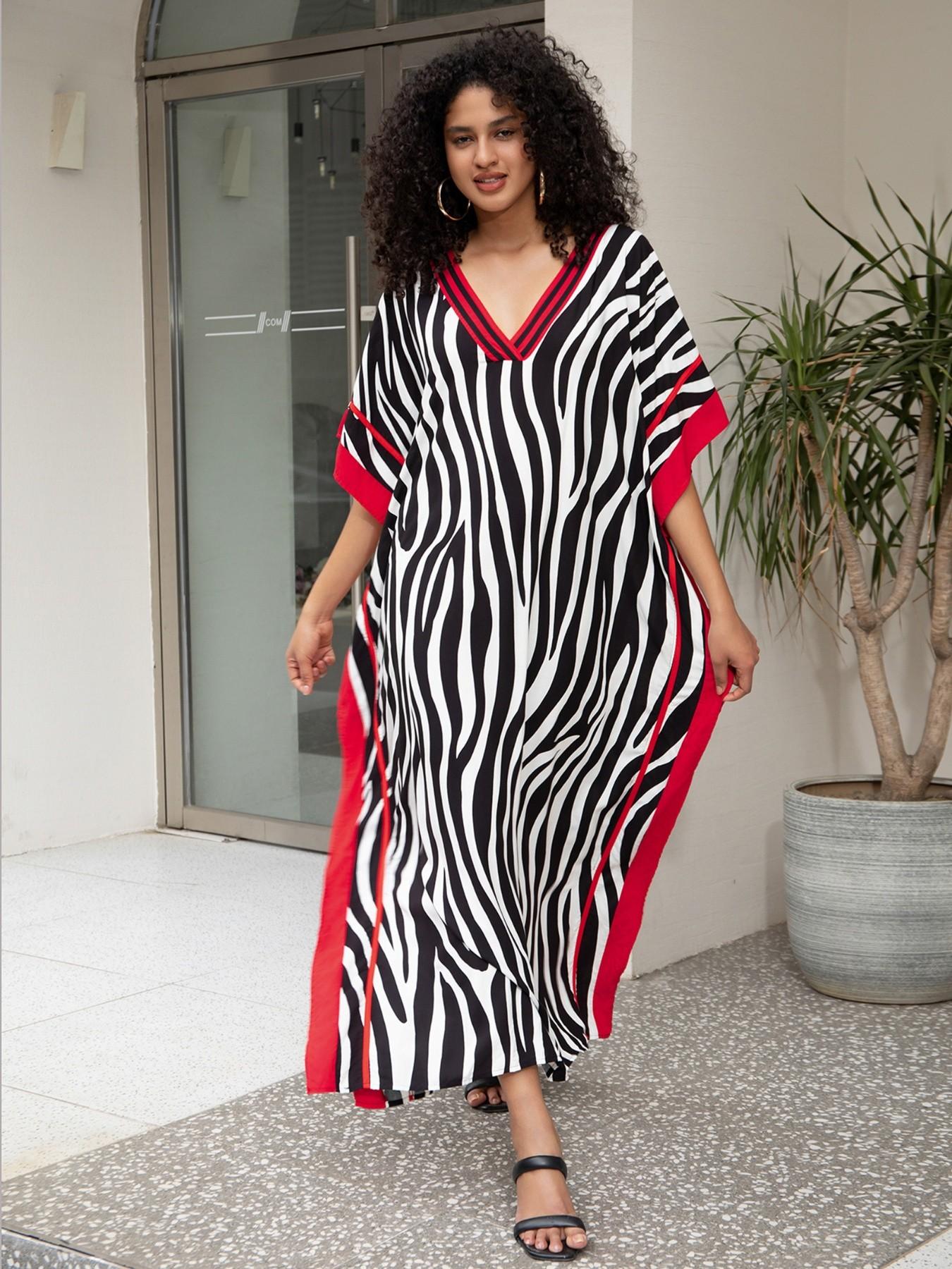 EDOLYNSA Striped Women's Casual Kaftan Long Dress Oversized Chic Bohemian House Robe Beachwear Vacation Bathing Suit Cover Up Lounge Wear Boho Summer Holiday EDOLYNSA Striped Women's Casual Kaftan Long Dress Oversized Chic Bohemian House Robe Beachwear Vacation Bathing Suit Cover Up Lounge Wear Boho Summer Holiday