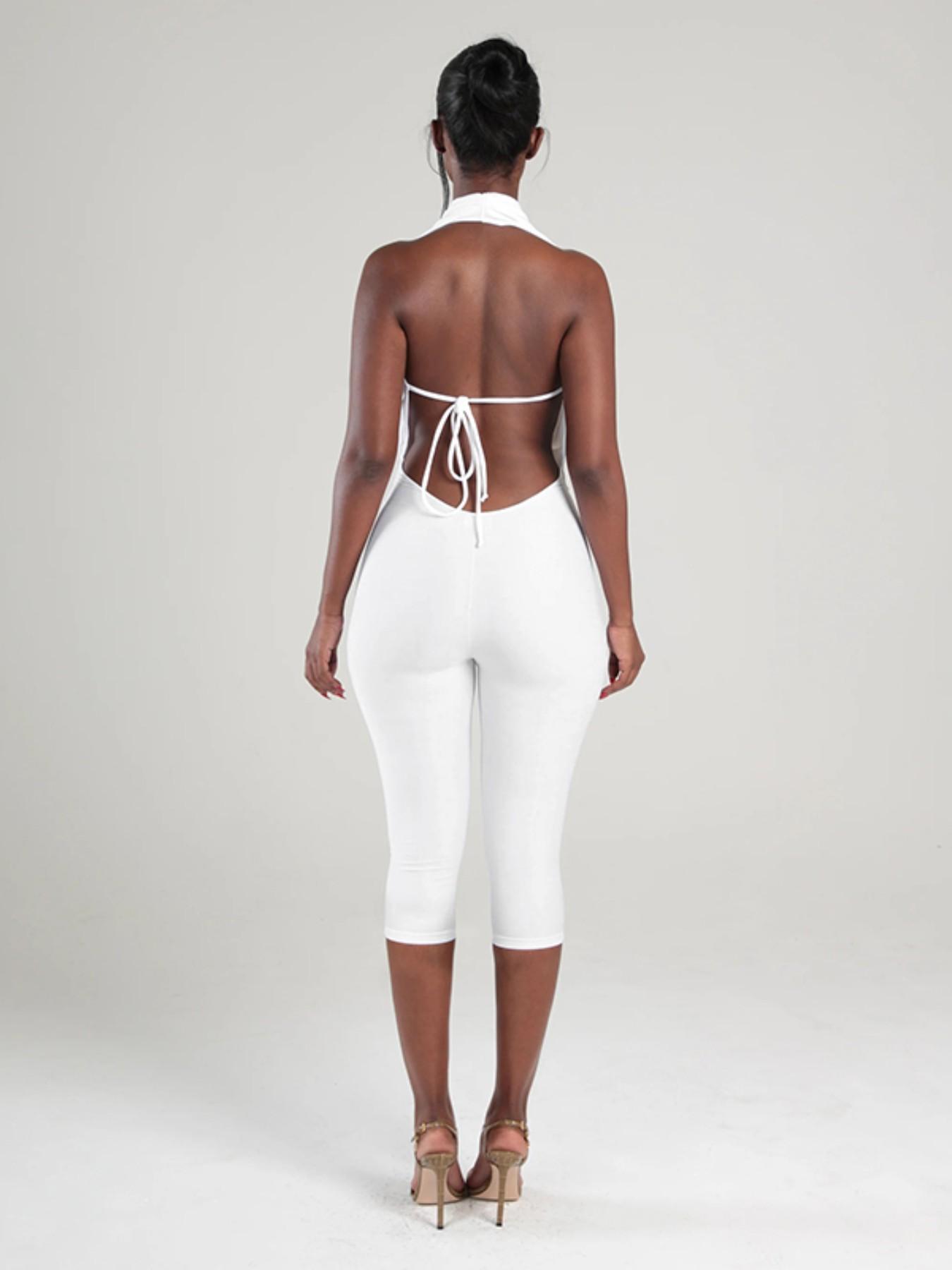 Women's Sexy Backless Sleeveless Bodycon Fit Jumpsuit, Simple Design, Casual Daily Wear, Fashionable, Stylish and Chic, Ideal for Everyday Womenswear Women's Sexy Backless Sleeveless Bodycon Fit Jumpsuit, Simple Design, Casual Daily Wear, Fashionable, Stylish and Chic, Ideal for Everyday Womenswear
