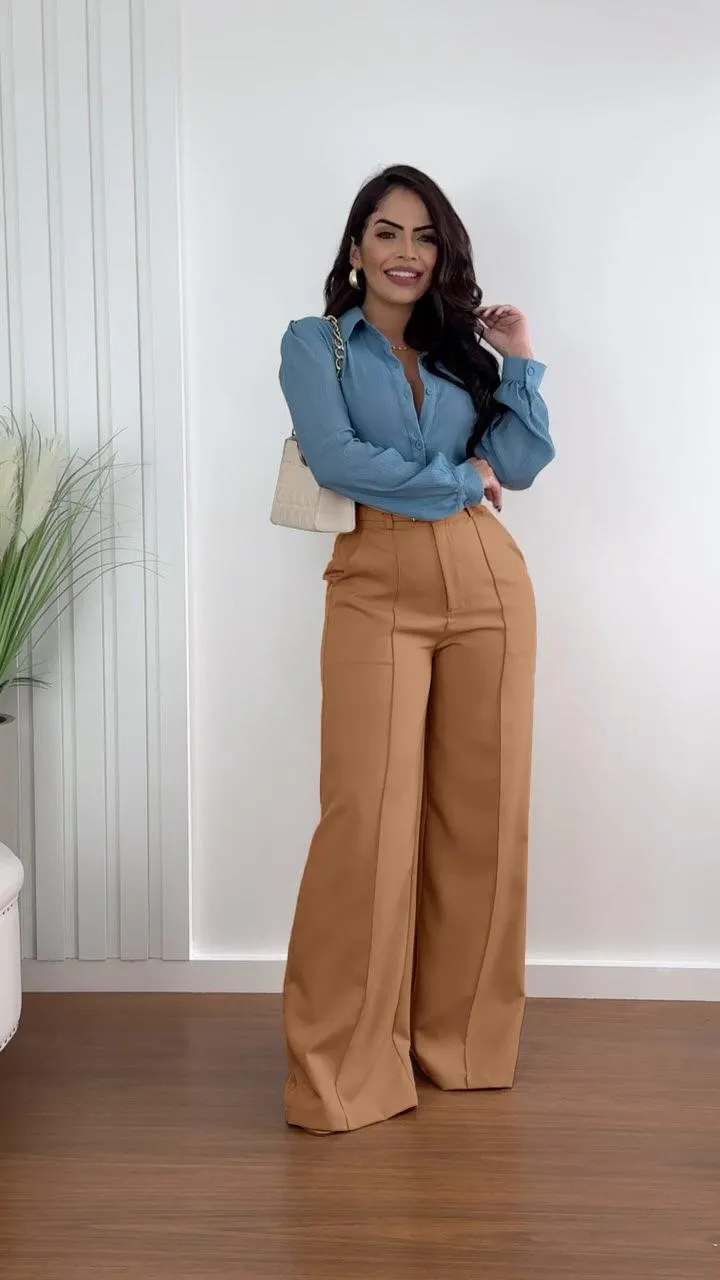 Women's Autumn New Commuter Casual Versatile Khaki Solid Color Draped Suit Pants Loose Straight Long Pants