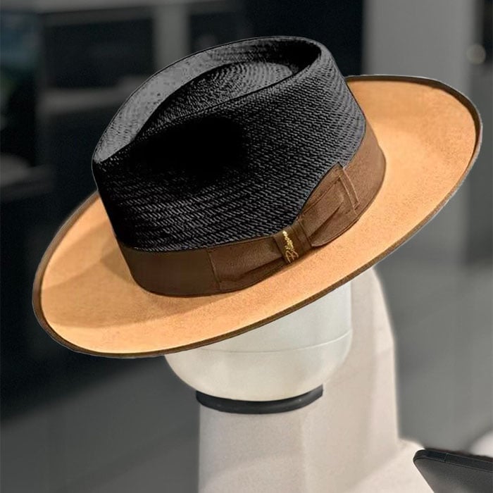 Bellyhat Exclusive Panama and Felt Two Tone Fox-Black/Camel