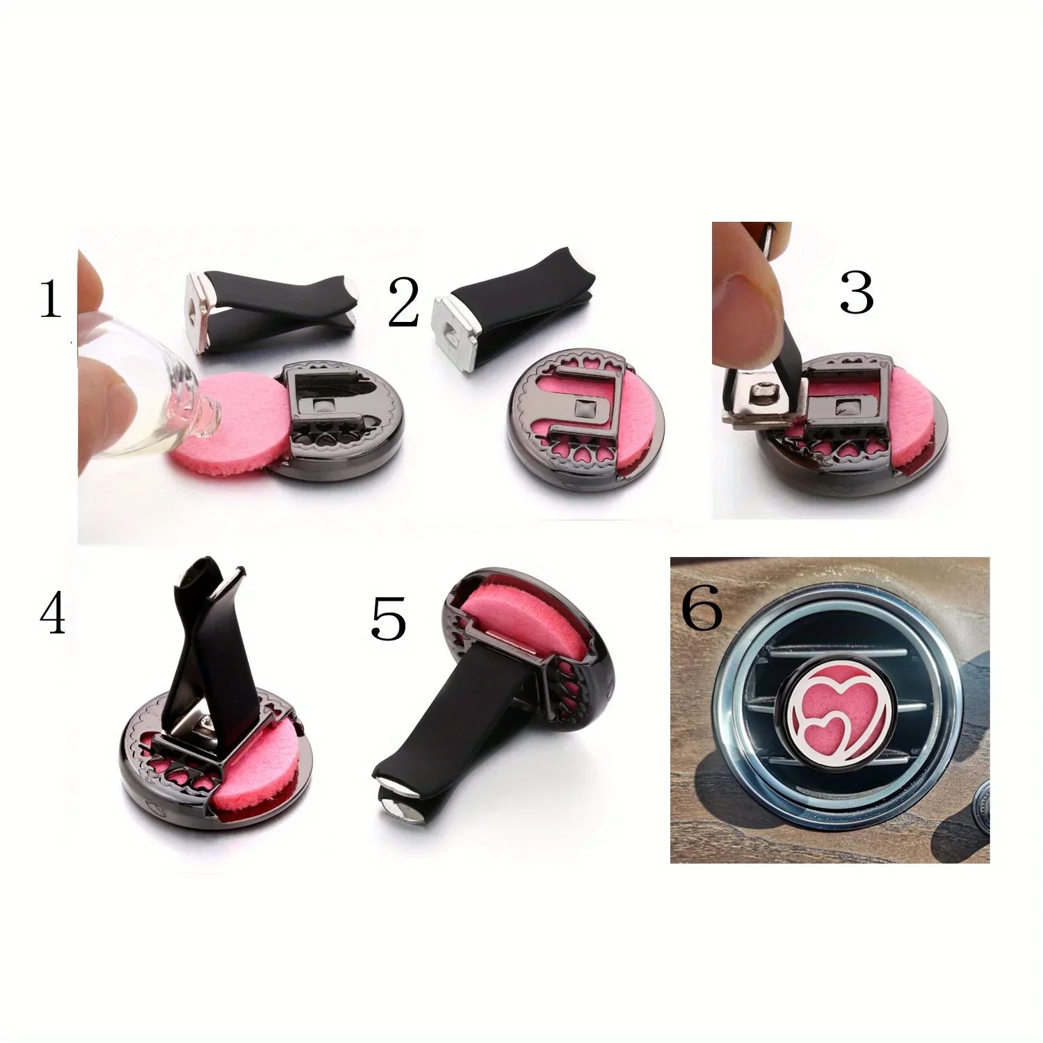 Refillable Car Air Freshener Vent Clip with 10 Pads