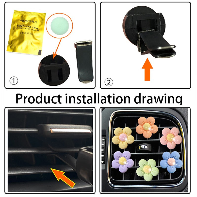 Cute Flower Car Air Vent Perfume Clip Aromatherapy Diffuser - front view