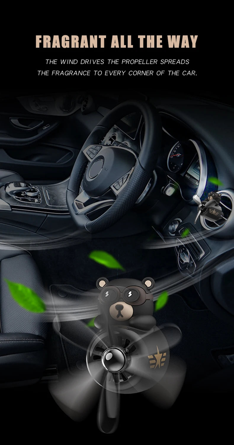 Pilot Bear Car Air Freshener – Rotating Vent Clip Diffuser