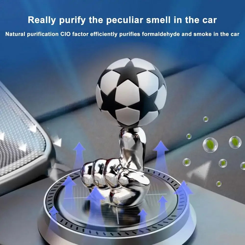 Solar Rotating Football Car Air Freshener - detail view