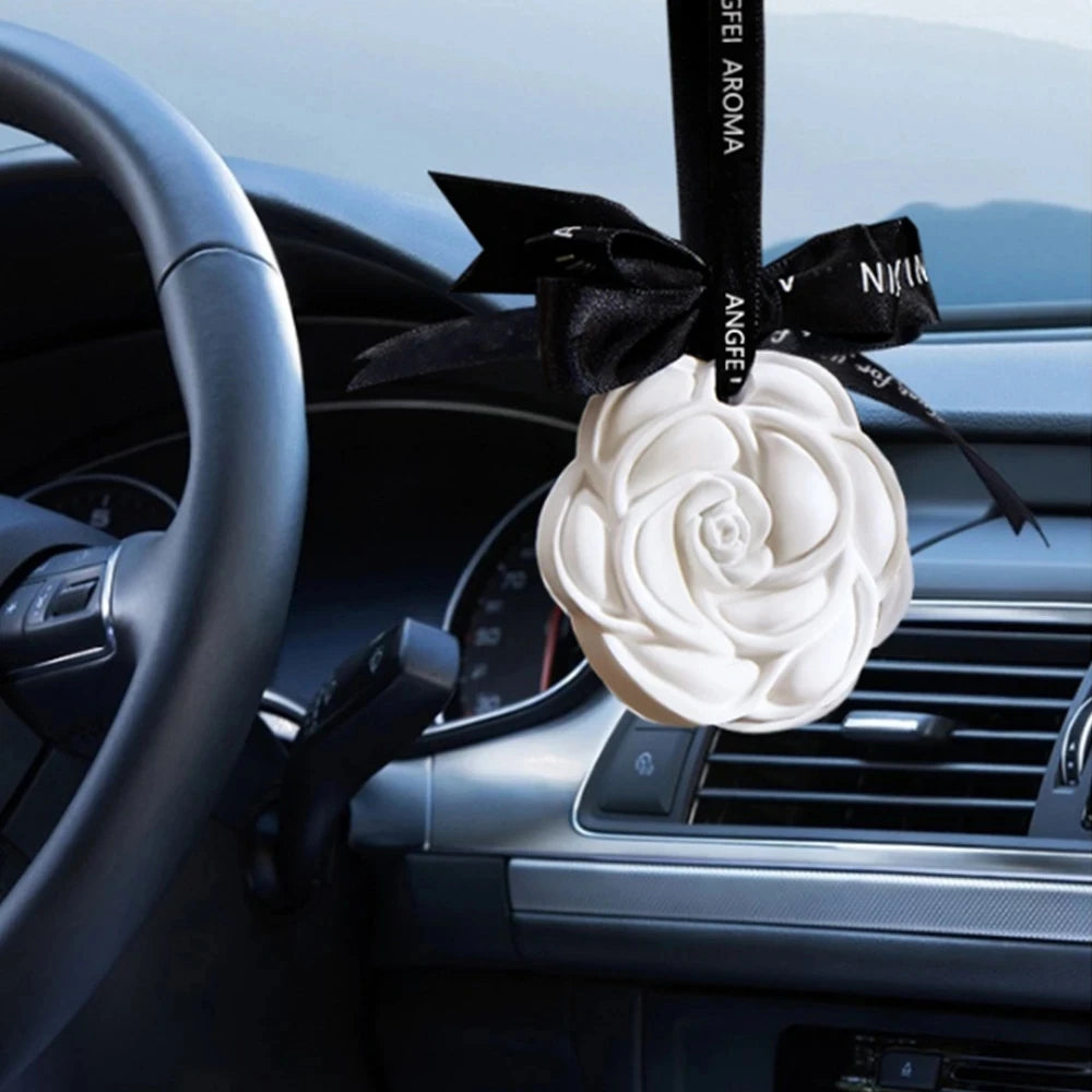 White Flower Hanging Car Air Freshener Perfume