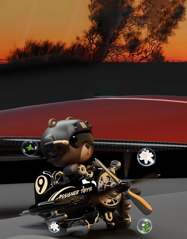 BOBO Bear & Wolf Solar Rotating Car Dashboard Aroma Diffuser - side view