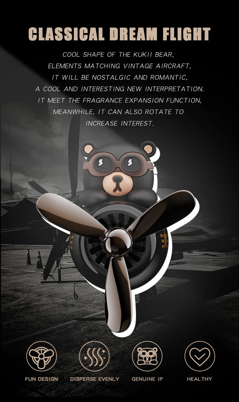 Pilot Bear Car Air Freshener – Rotating Vent Clip Diffuser