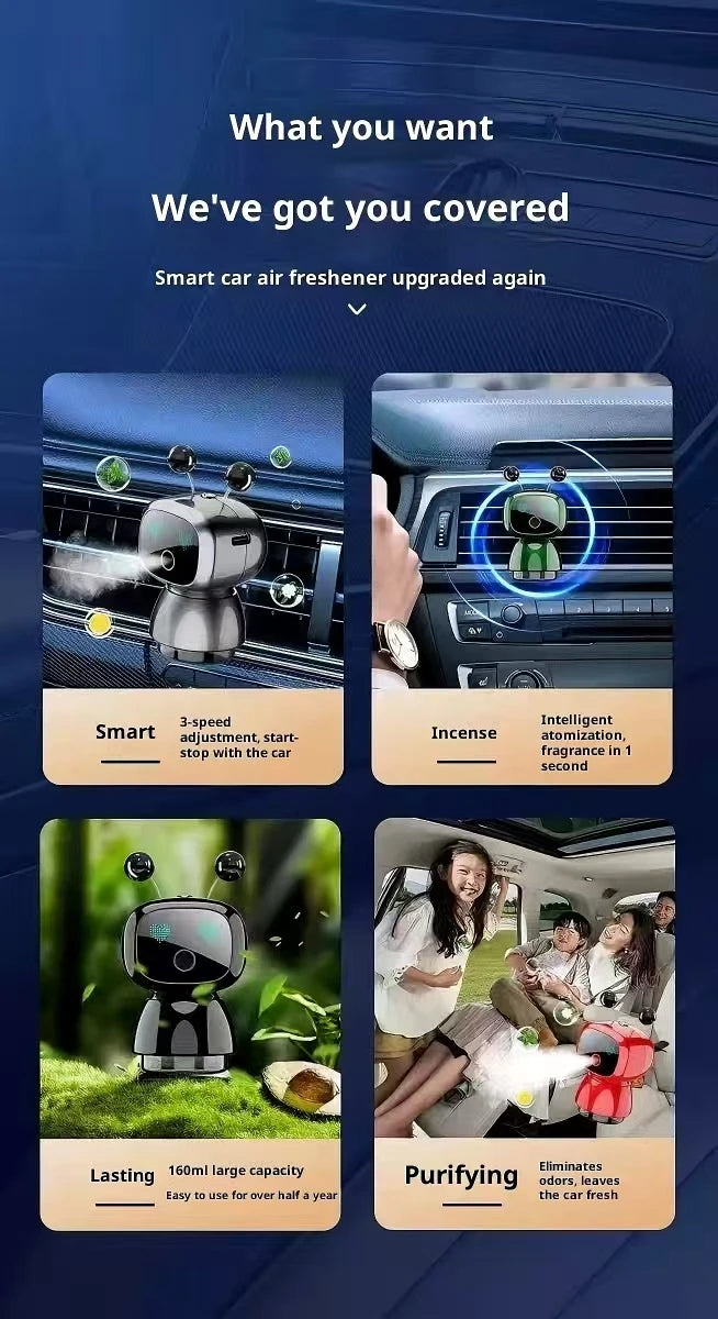 AutoTech Robot Car Aromatherapy Diffuser - LED Air Freshener - back view
