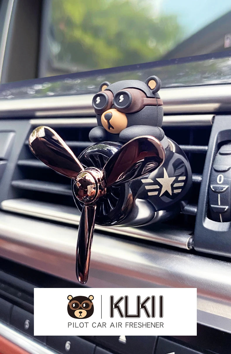 Pilot Bear Car Air Freshener – Rotating Vent Clip Diffuser