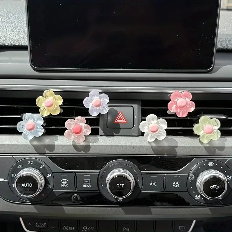 6pcs Flower Aromatherapy Car Air Vent Clips - Colorful Auto Fresheners