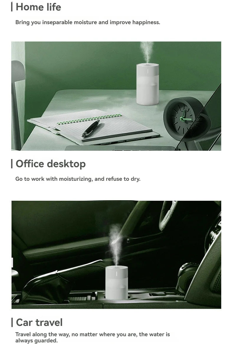 Portable USB Humidifier Diffuser with LED Light for Car & Home 260ML