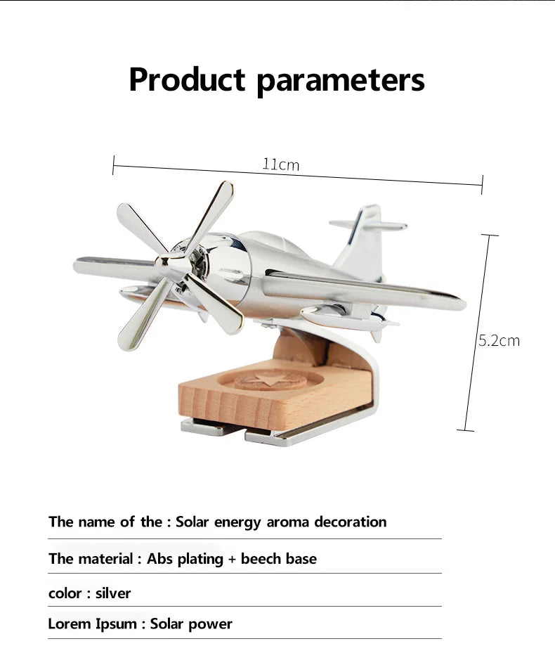 Solar Airplane Car Air Freshener – Dashboard Decoration