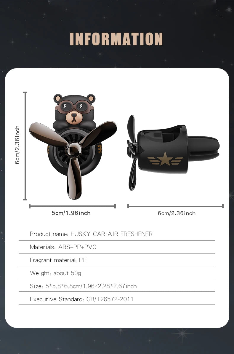 Pilot Bear Car Air Freshener – Rotating Vent Clip Diffuser