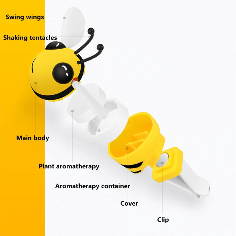 AutoVibe Cute Bee Car Air Freshener - Vent Clip Perfume Diffuser - detail view