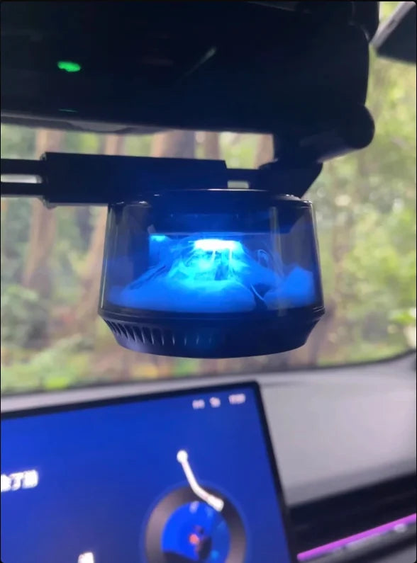 Solar Car Diffuser with 360° Mirror Mount - side view