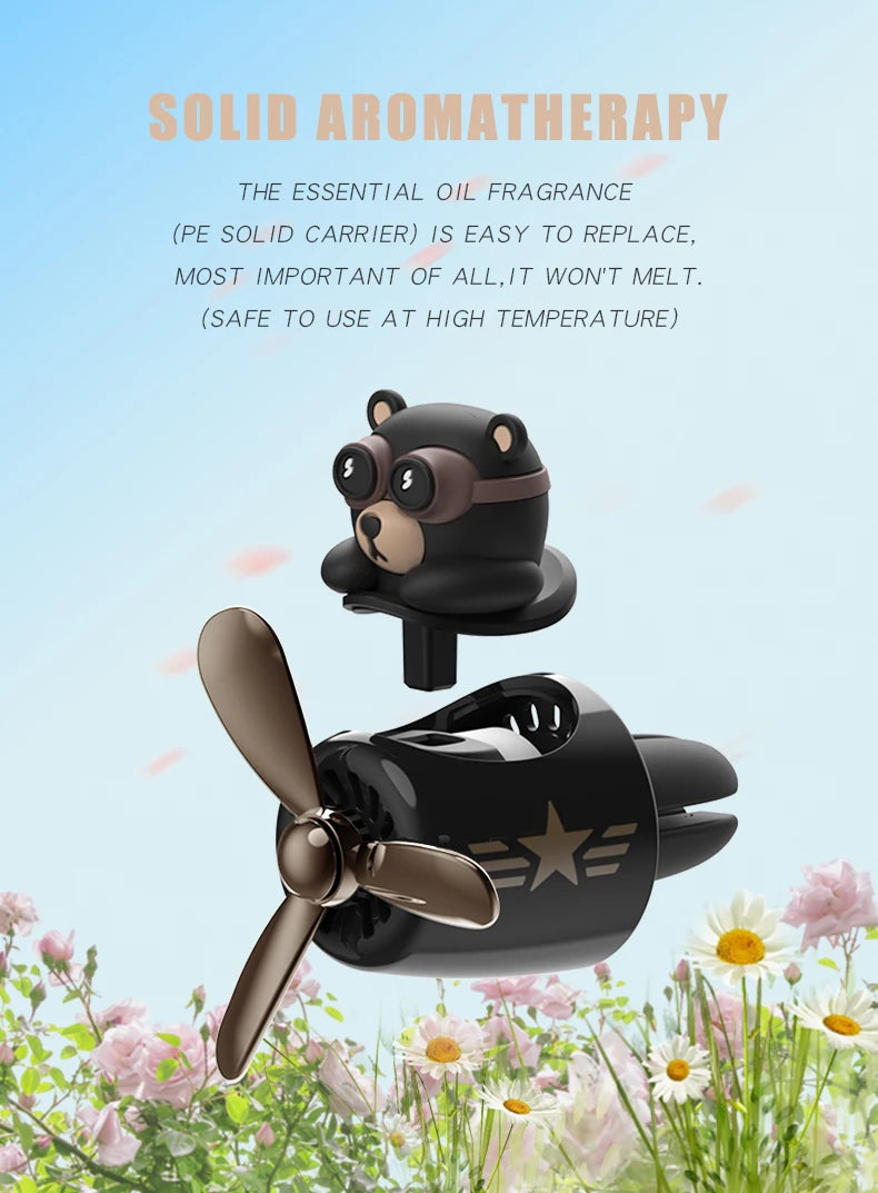 Pilot Bear Car Air Freshener – Rotating Vent Clip Diffuser