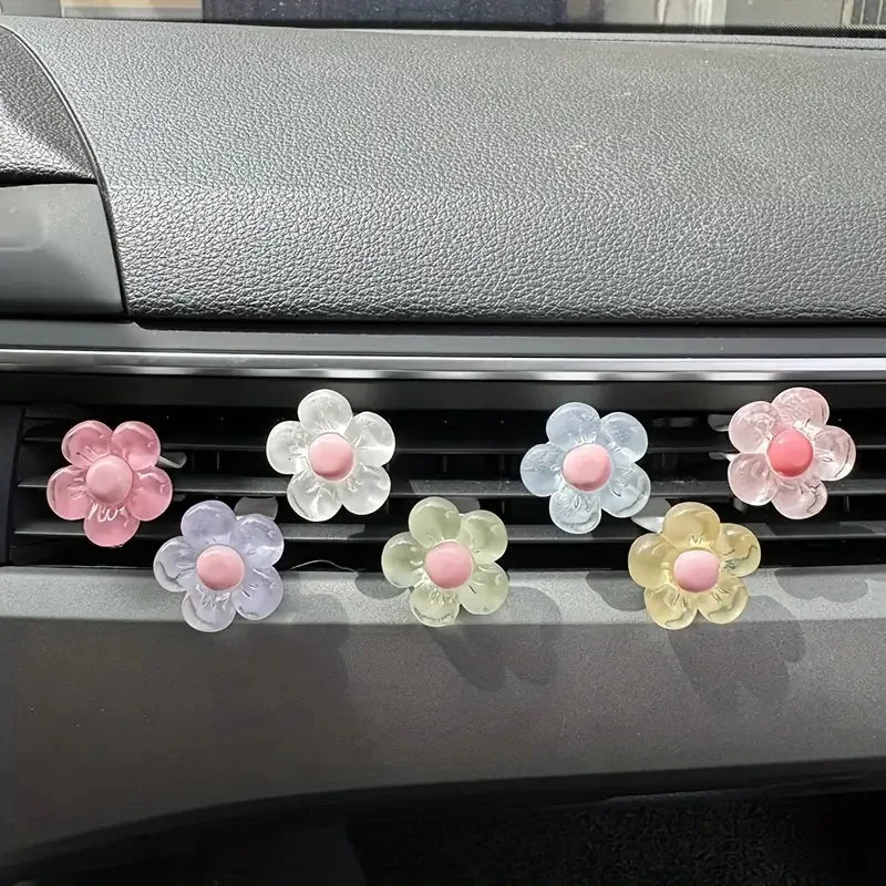 6pcs Flower Aromatherapy Car Air Vent Clips - Colorful Auto Fresheners