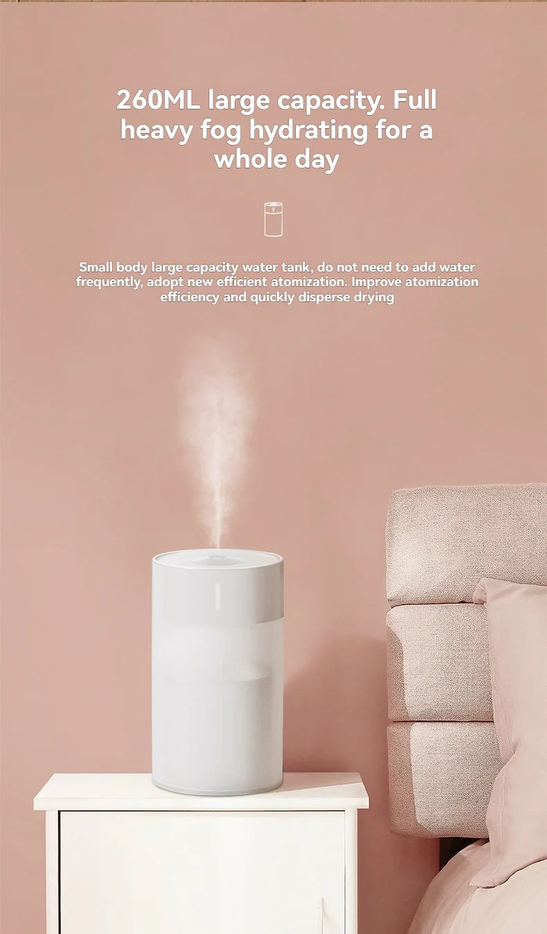 Portable USB Humidifier Diffuser with LED Light for Car & Home 260ML