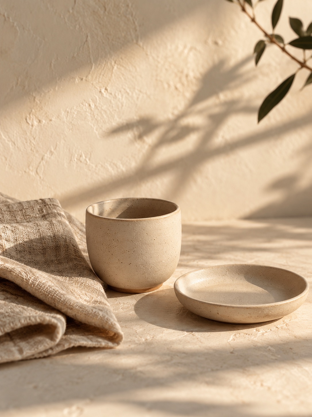 Illustrative everyday objects in a calm room