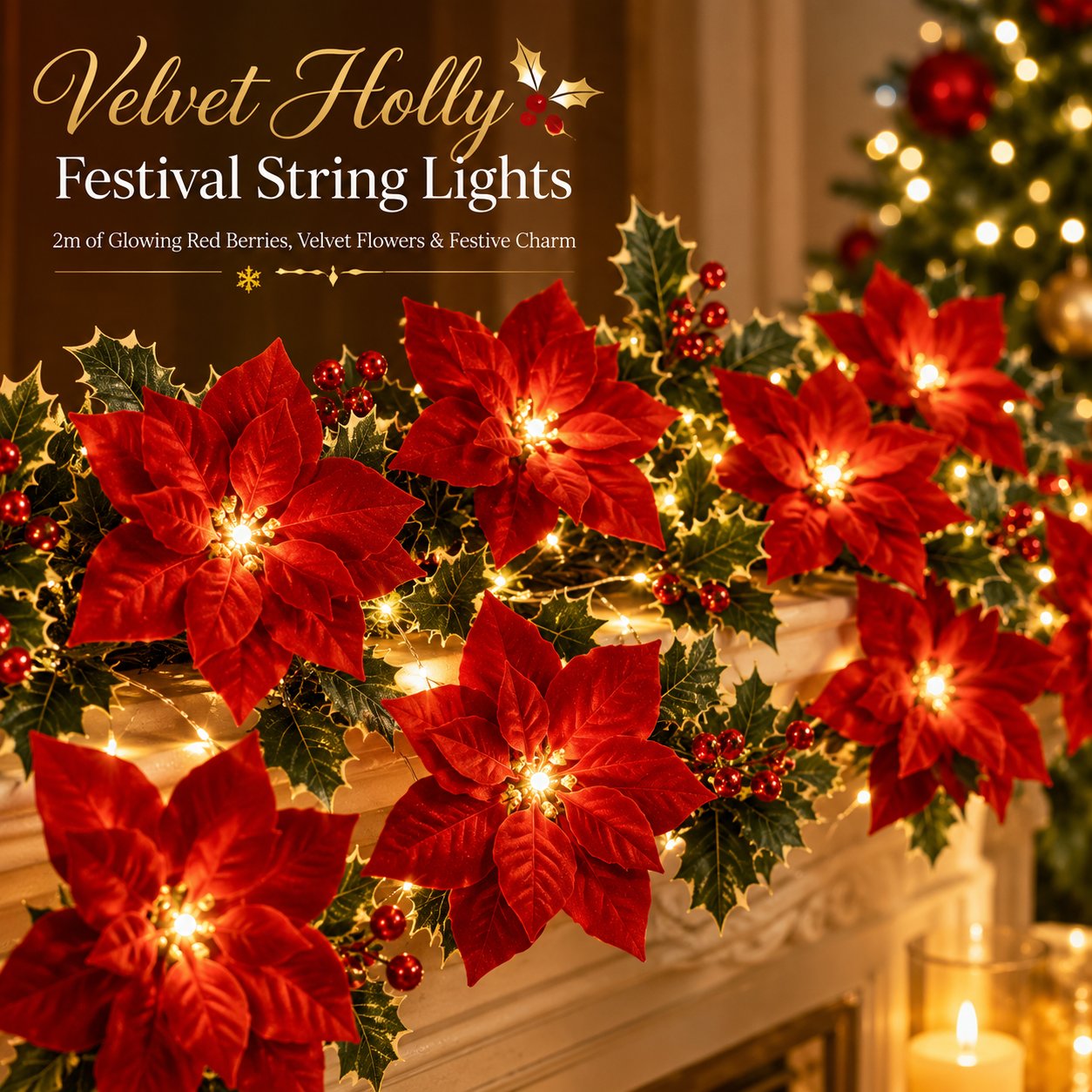 Velvet Flowers·Holly Berries·Warm Lights