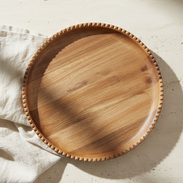 ravinest Ayla Wood Lazy Susan, Scalloped Edge