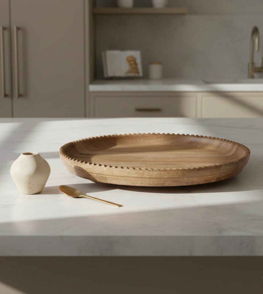 ravinest Ayla Wood Lazy Susan, Scalloped Edge