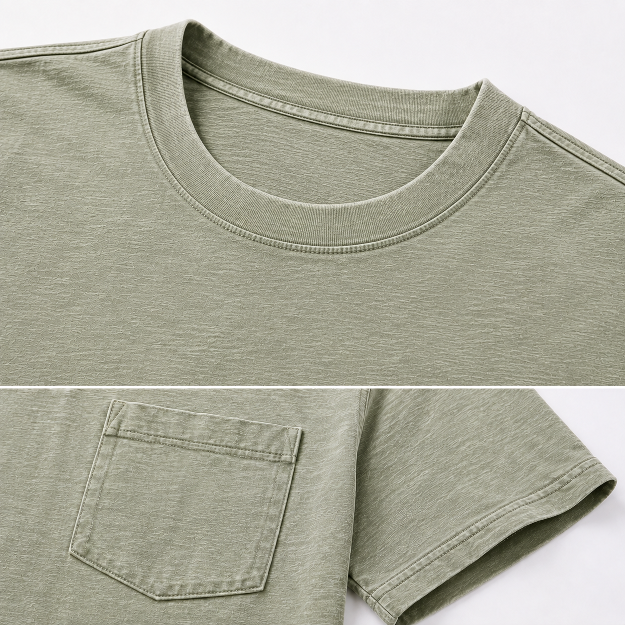 Men's washed crewneck pocket T-shirt detail 16