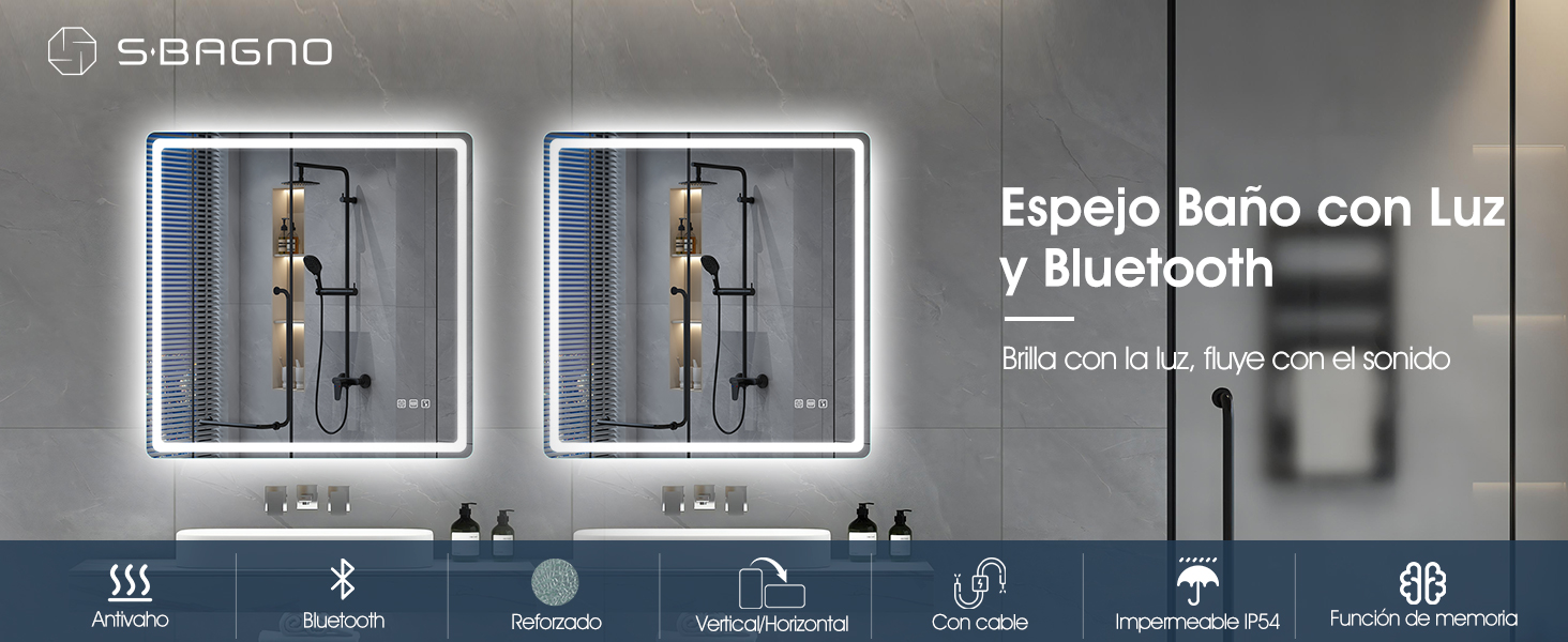 S'bagno espejo baño con luz; espejo baño led; espejos de baño con led; espejo de baño con luz