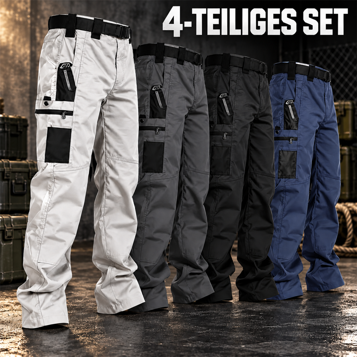 Herren-Multipack taktische Cargohosen mit mehreren Taschen - 04