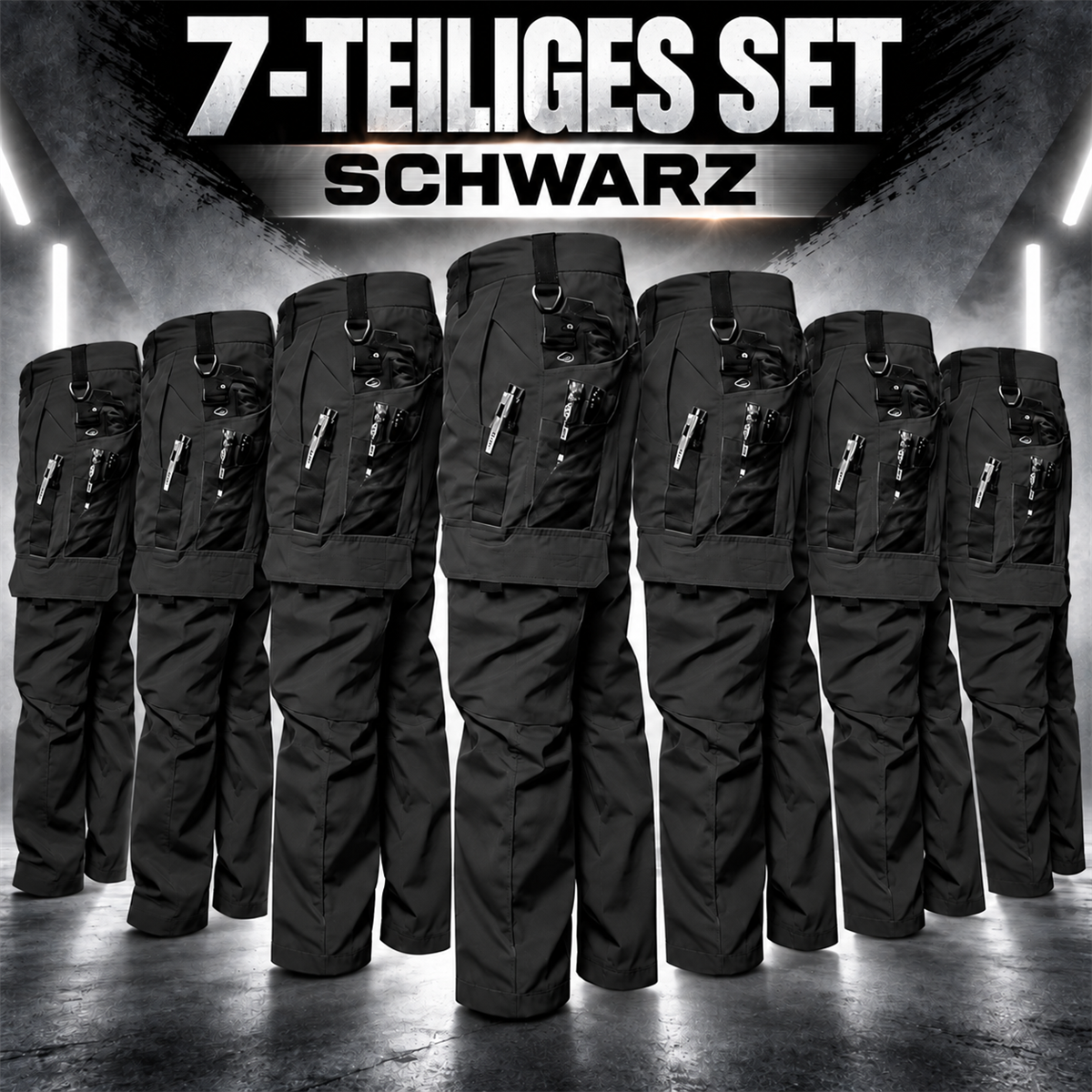 Herren-Multipack Arbeitshosen Cargo mit mehreren Taschen - 04