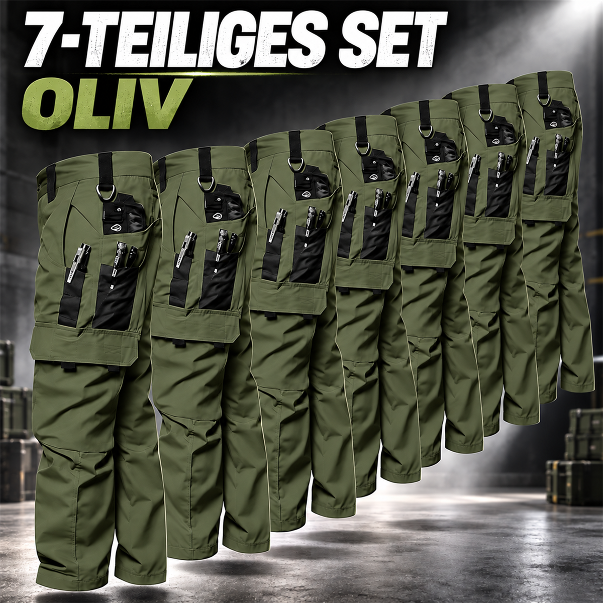 Herren-Multipack Arbeitshosen Cargo mit mehreren Taschen - 07