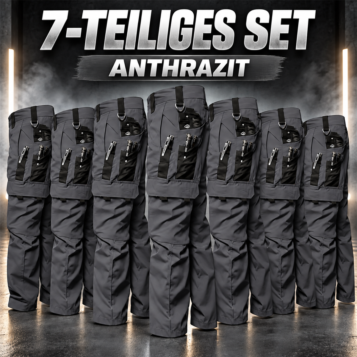Herren-Multipack Arbeitshosen Cargo mit mehreren Taschen - 09