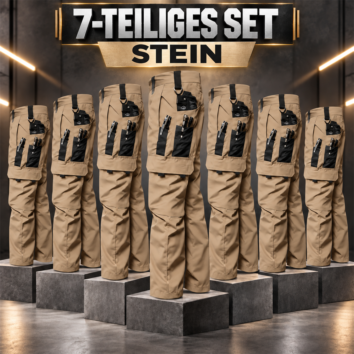 Herren-Multipack Arbeitshosen Cargo mit mehreren Taschen - 11