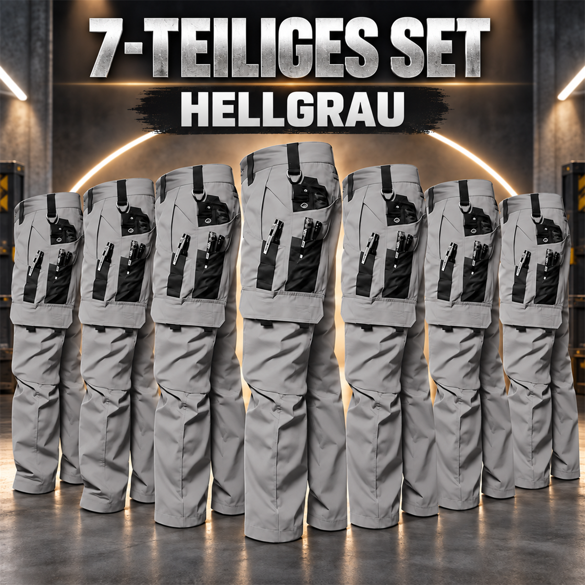 Herren-Multipack Arbeitshosen Cargo mit mehreren Taschen - 12