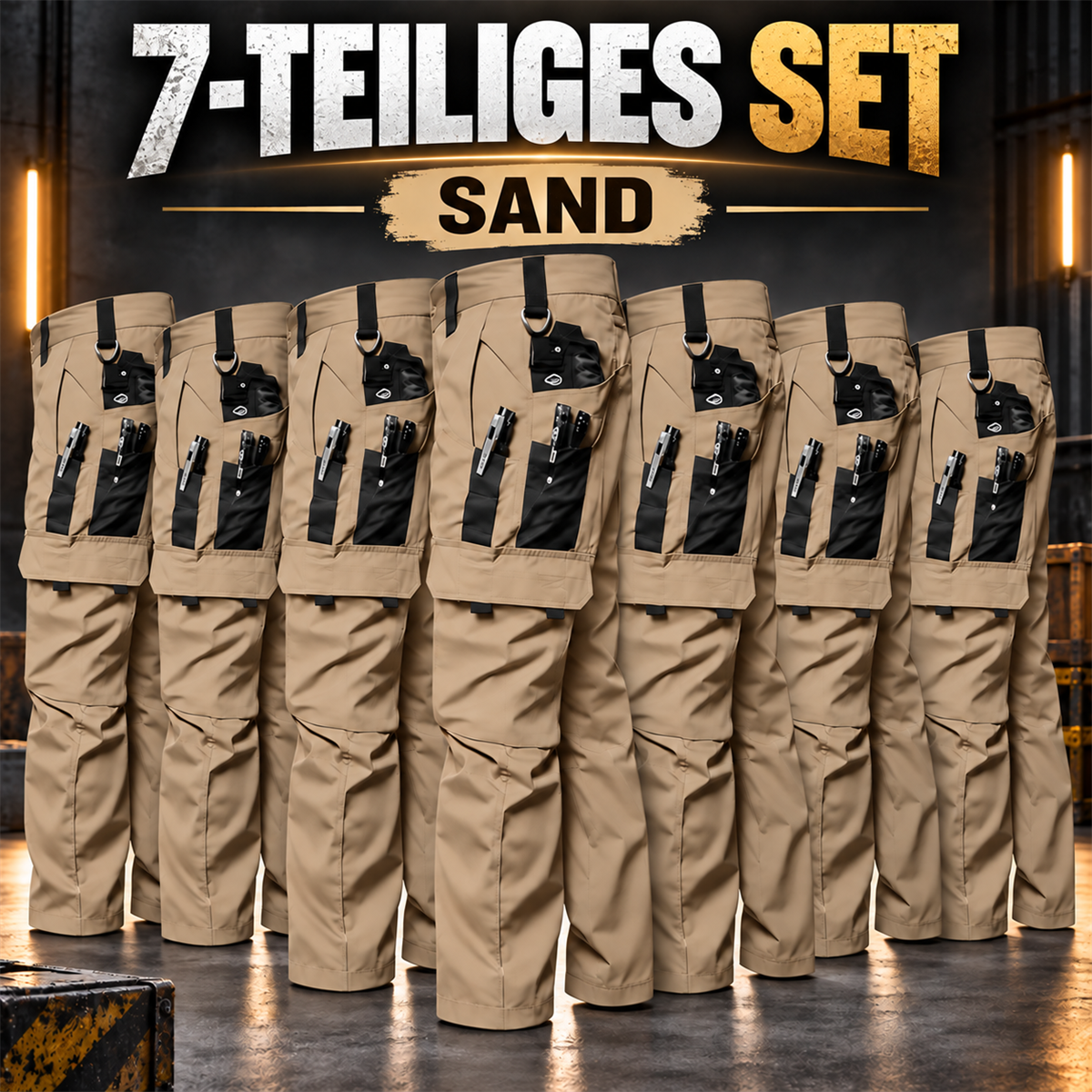 Herren-Multipack Arbeitshosen Cargo mit mehreren Taschen - 13