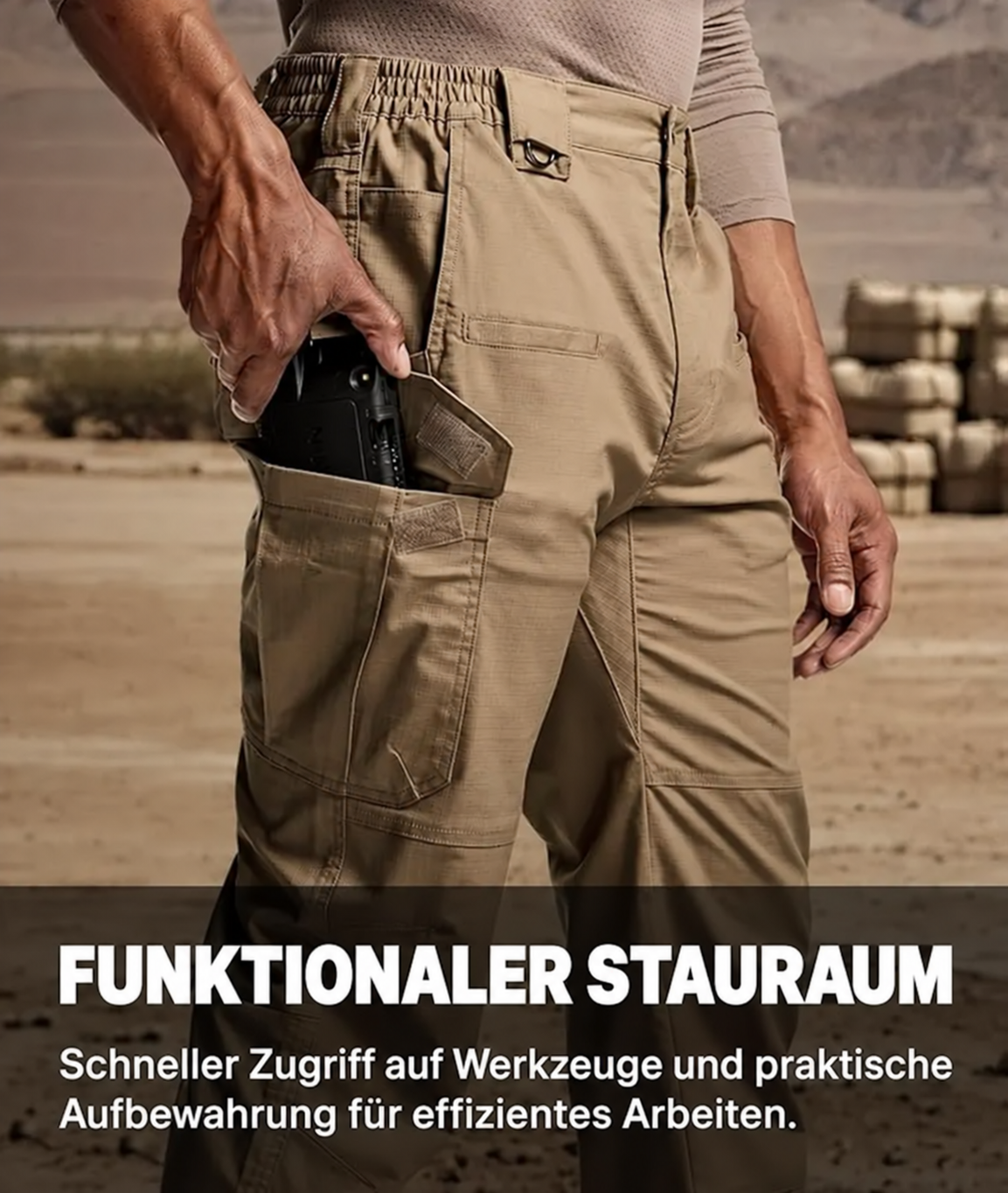 Flex-Stretch-Taktikhose für Herren, wasserabweisende Ripstop-Cargohose