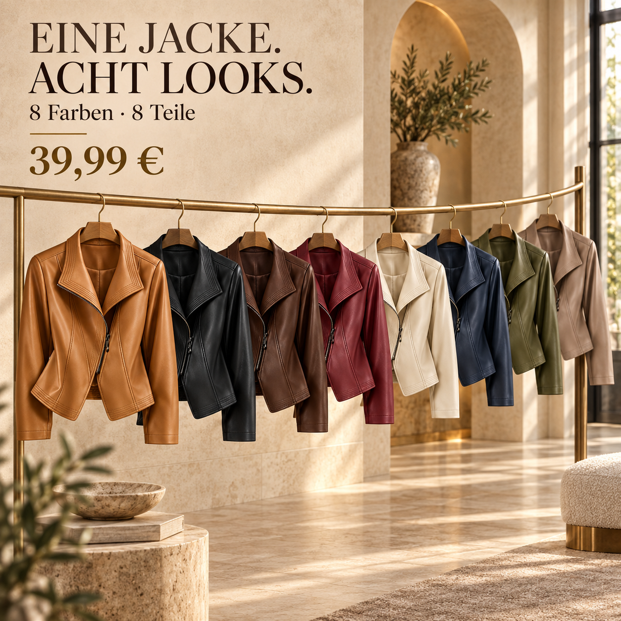 Damen-Multipack mit asymmetrischen Bikerjacken - 8er-Pack, alle Farben