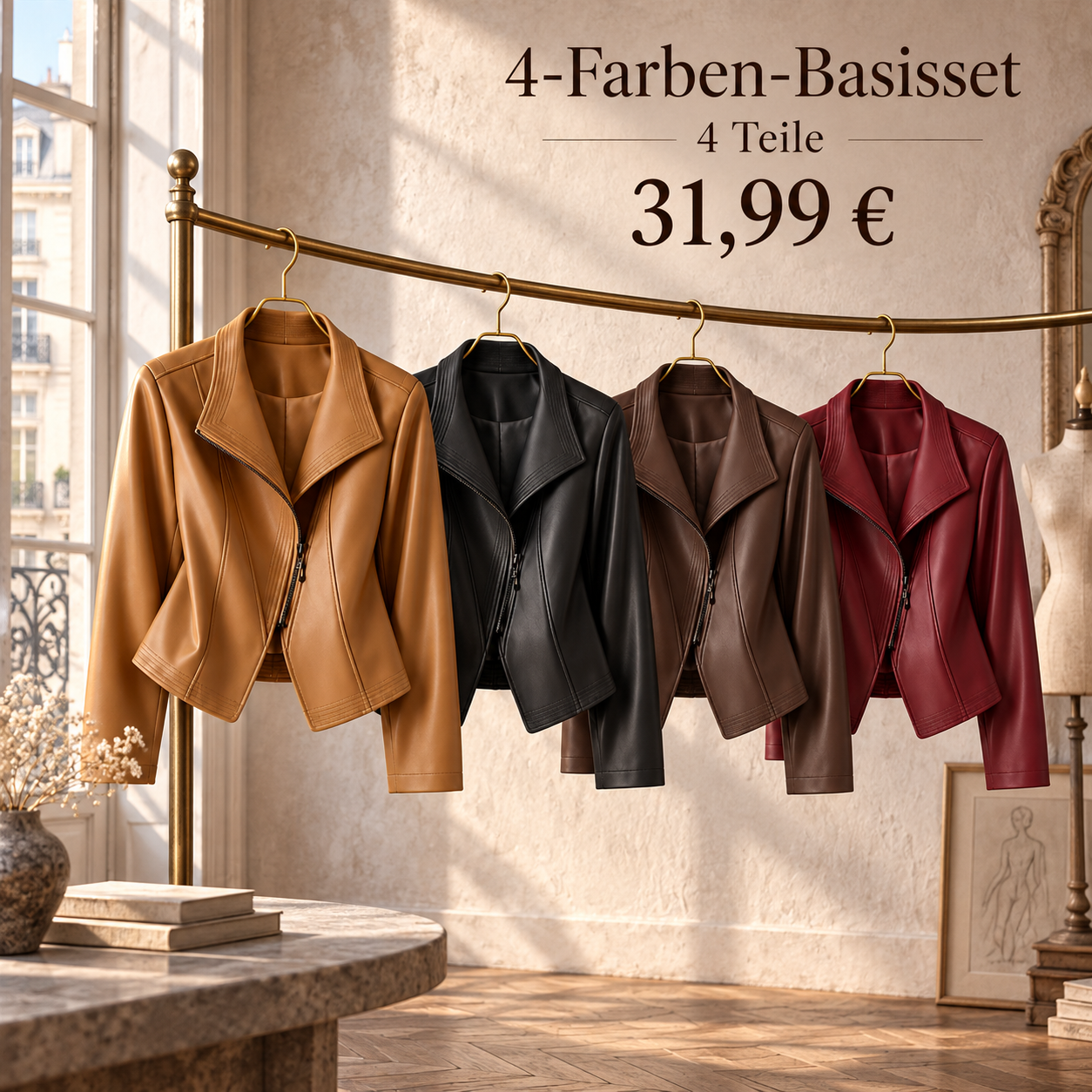 Damen-Multipack mit asymmetrischen Bikerjacken - 4er-Mixpack A