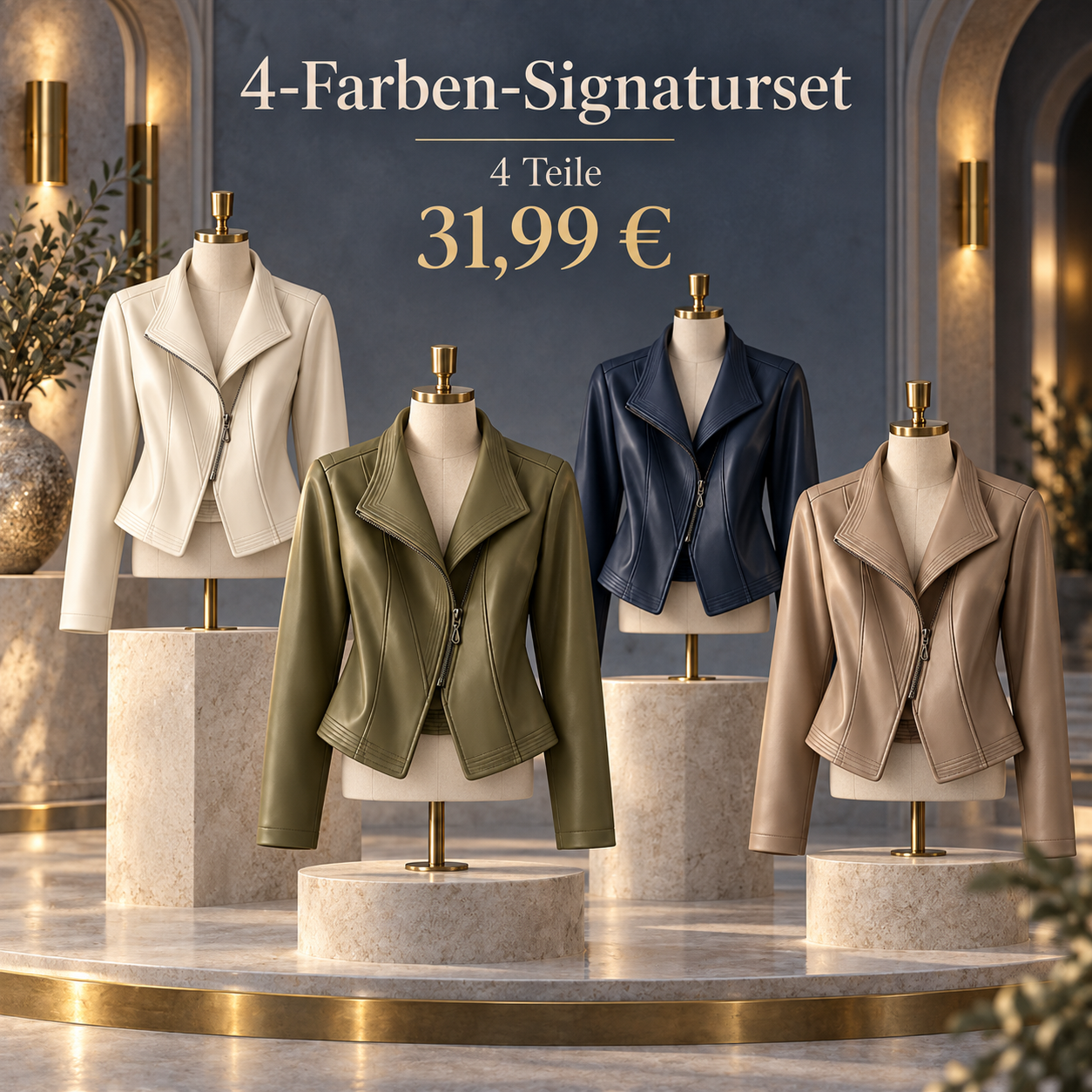 Damen-Multipack mit asymmetrischen Bikerjacken - 4er-Mixpack B
